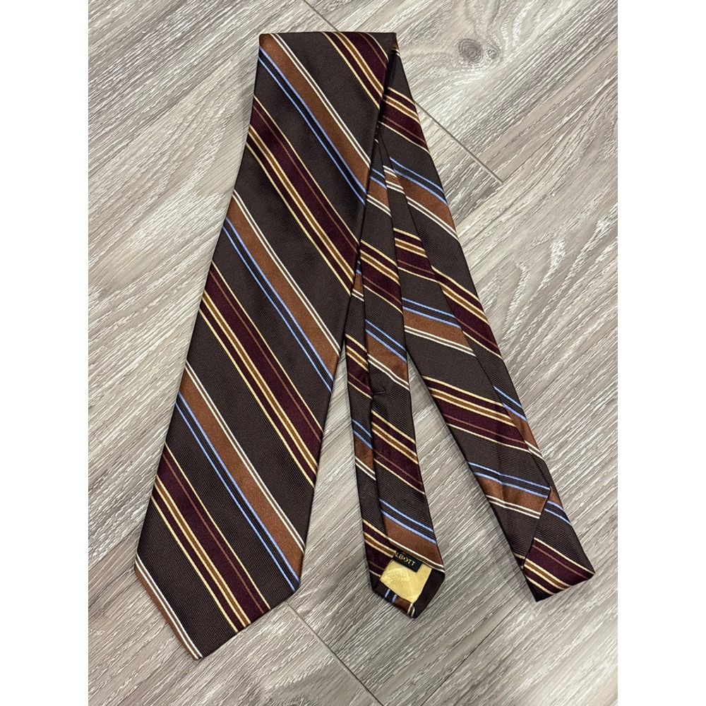 Robert Talbott Best of Class Nordstrom Silk Tie Brown Burgundy Stripe Classic